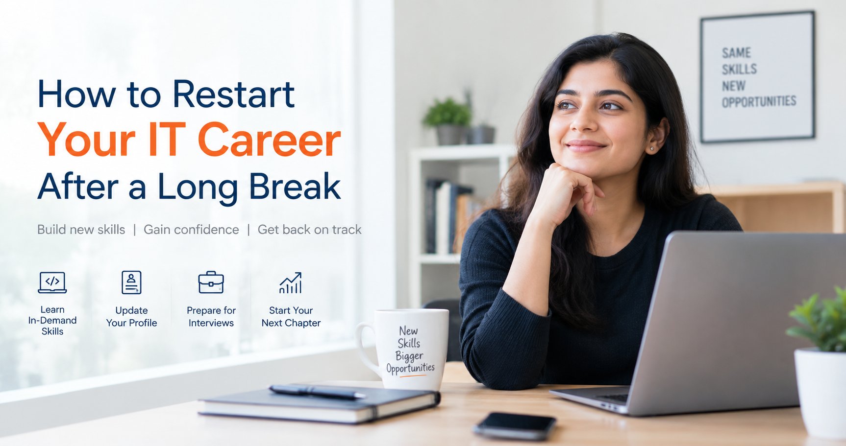 IT professional refreshing technical skills to restart an IT career after a long break.